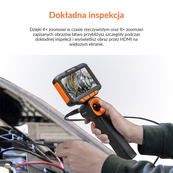 Kamera inspekcyjna Webvision Endoskop – obiektyw 6 mm – ruchoma głowica 720° – kabel 2 m – IP68 – karta SD