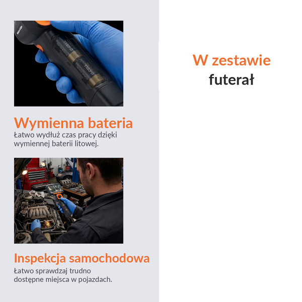 Kamera inspekcyjna Webvision Endoskop – obiektyw 6 mm – ruchoma głowica 720° – kabel 2 m – IP68 – karta SD