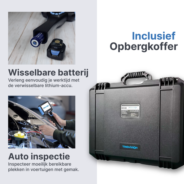 Webvision WVS40 Przemysłowa Kamera Endoskopowa – Obiektyw 6 mm – Głowica Obrotowa 720° – Odłączany Kabel (1–10 m) – IP68 – Odporna na Wysokie Temperatury