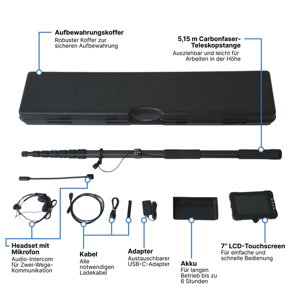 Webvision Profesjonalna teleskopowa kamera inspekcyjna z 360° PT – monitor 4K