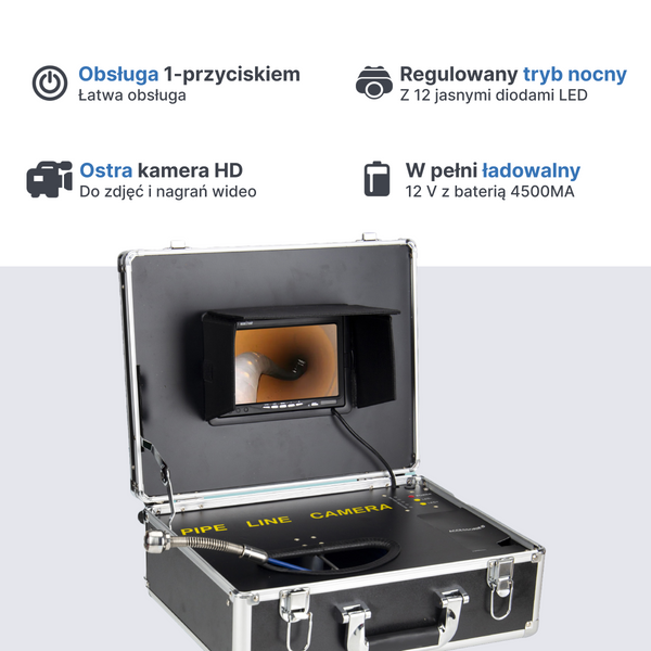 Webvision Kanalizatiecamera met 25 mm FHD Lens – Inspectiecamera met 7" Scherm – Kabelopties: 20 m, 30 m, 40 m – IP68