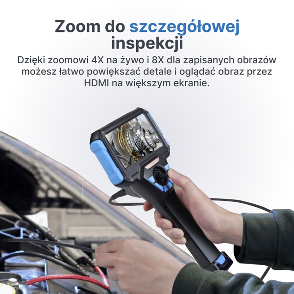 Webvision WVS40 Przemysłowa kamera endoskopowa – obiektyw 6 mm – obrotowa głowica 720° – odłączany przewód (1–10 m) – IP68 – odporność na wysokie temperatury