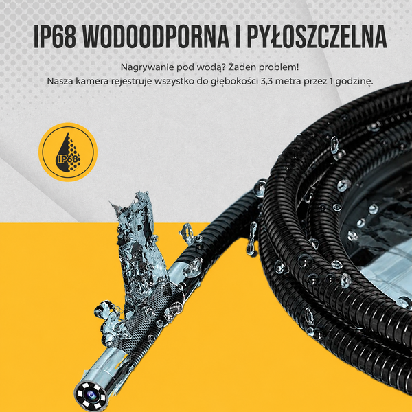 Kamera Inspekcyjna Endoskopowa Webvision - Obiektyw 8mm - iOS i Android - Obrotowy obiektyw 36cji 360° - Kabel 1M - IP68