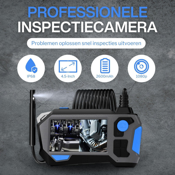 Industriële Endoscoop met Dual Lens en 360° Roterende Lens - 4.5" Scherm - IP68 - 5M Kabel - Inclusief 32GB Micro SD Kaart - Endoscoopwereld.nl