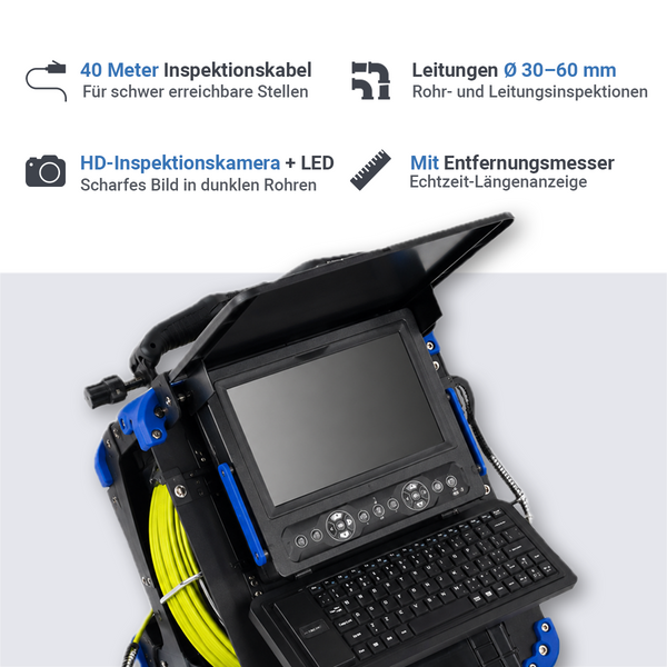 Webvision Inspektionskamera 14 mm mit 10,1-Zoll-Bildschirm – für schmale Rohre von 20–60 mm
