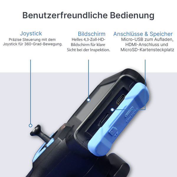 Kamera endoskopowa przemysłowa Webvision WVS40 – obiektyw 6 mm – ruchoma głowica 720° – wysoka temperatura – IP68