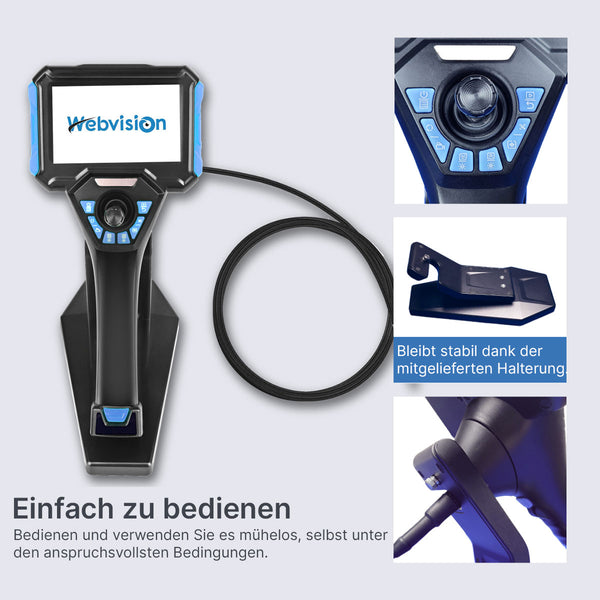 Kamera endoskopowa przemysłowa Webvision WVS40 – obiektyw 6 mm – ruchoma głowica 720° – wysoka temperatura – IP68