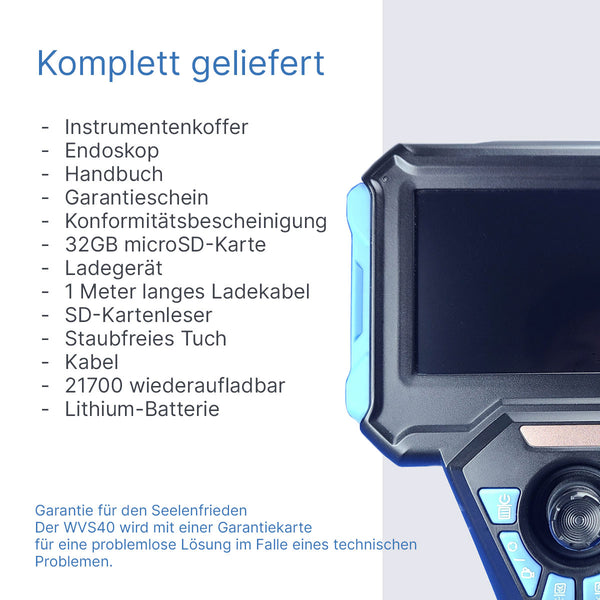 Kamera endoskopowa przemysłowa Webvision WVS40 – obiektyw 6 mm – ruchoma głowica 720° – wysoka temperatura – IP68