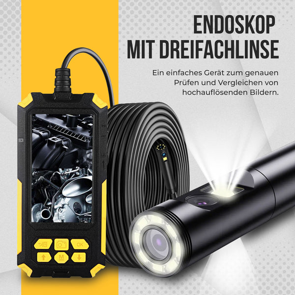 Kamera inspekcyjna endoskopowa Webvision – kamera kanalizacyjna – potrójny obiektyw FHD – ekran 4,5 cala – kabel 5–10 m – 8 mm – IP68