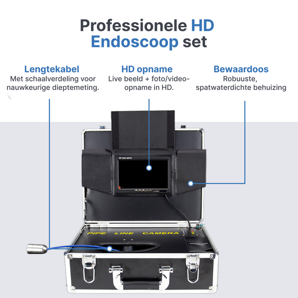 Kamera inspekcyjna do rur Webvision z obiektywem 25 mm FHD – Kamera inspekcyjna z ekranem 7” – Opcje kabla: 20 m, 30 m, 40 m – IP68