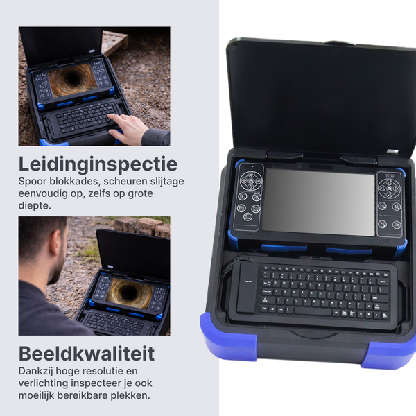 Webvision Profesjonalna Kamera Inspekcyjna 40m – Głowica Obrotowo-Uchylna 28mm – Obrót 360° / Pochylenie 180° – Monitor HD 10.1" – Kamera Kanalizacyjna 512Hz