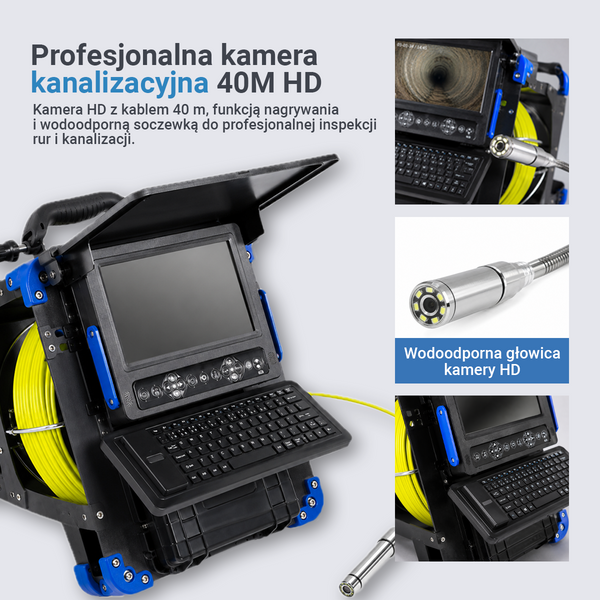 Kamera Inspekcyjna Webvision 14 mm – Monitor HD 10,1" – Do Rur o Średnicy 20–60 mm