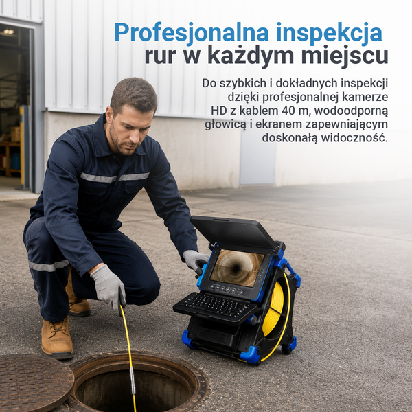 Kamera Inspekcyjna Webvision 14 mm – Monitor HD 10,1" – Do Rur o Średnicy 20–60 mm