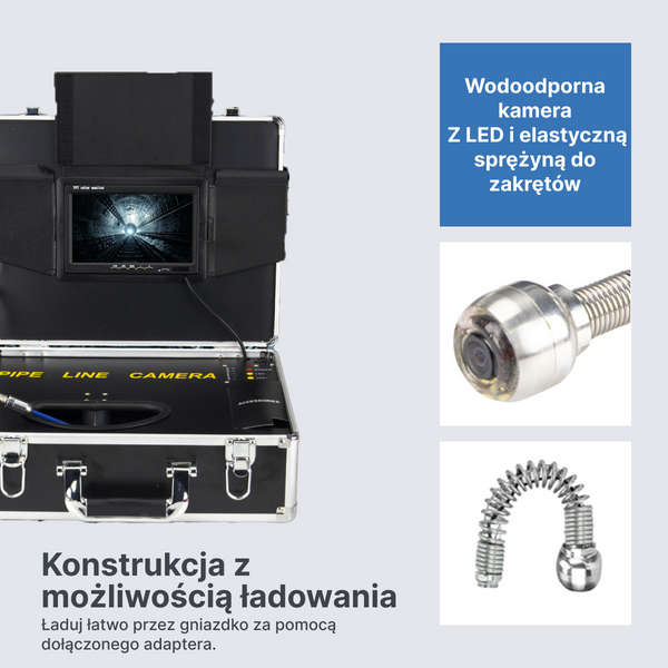 Webvision Kanalizatiecamera met 25 mm FHD Lens – Inspectiecamera met 7" Scherm – Kabelopties: 20 m, 30 m, 40 m – IP68