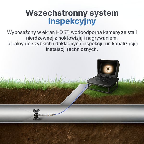 Webvision Kanalizatiecamera met 25 mm FHD Lens – Inspectiecamera met 7" Scherm – Kabelopties: 20 m, 30 m, 40 m – IP68
