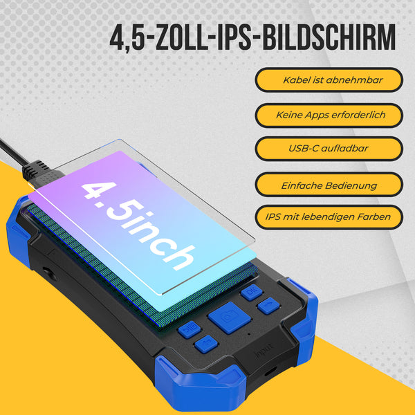 Kamera inspekcyjna endoskopowa Webvision – potrójny obiektyw FHD – odłączany kabel – 8 mm – 3000 mAh – kabel 5, 10 lub 15 m – IP68