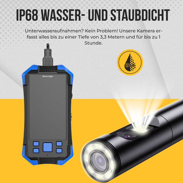 Kamera inspekcyjna endoskopowa Webvision – potrójny obiektyw FHD – odłączany kabel – 8 mm – 3000 mAh – kabel 5, 10 lub 15 m – IP68