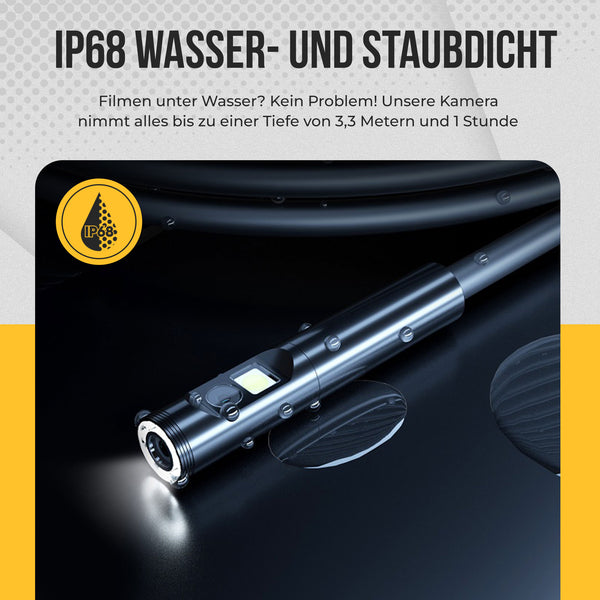 Kamera inspekcyjna endoskopowa Webvision – kamera kanalizacyjna – potrójny obiektyw FHD – ekran 4,5 cala – kabel 5–10 m – 8 mm – IP68