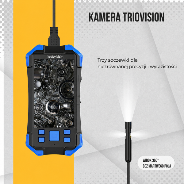 Kamera inspekcyjna Webvision Endoskop – obiektyw FHD Triple – wymienny kabel (5m, 10m lub 15m) – 8mm – 3000mAh – IP68